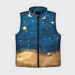 Женский жилет Золотые звезды на синем фоне текстура, цвет: 3D-черный