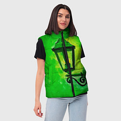 Женский жилет Уличный зелёный фонарь, цвет: 3D-черный — фото 2