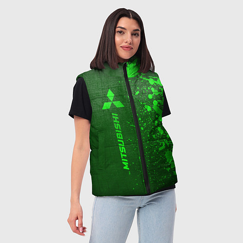 Женский жилет Mitsubishi - green gradient по-вертикали / 3D-Черный – фото 3