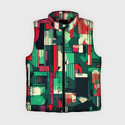 Женский жилет Абстракция красно-зелёный геометричный, цвет: 3D-черный