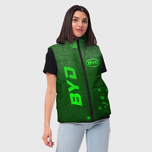 Женский жилет BYD - green gradient вертикально / 3D-Черный – фото 3