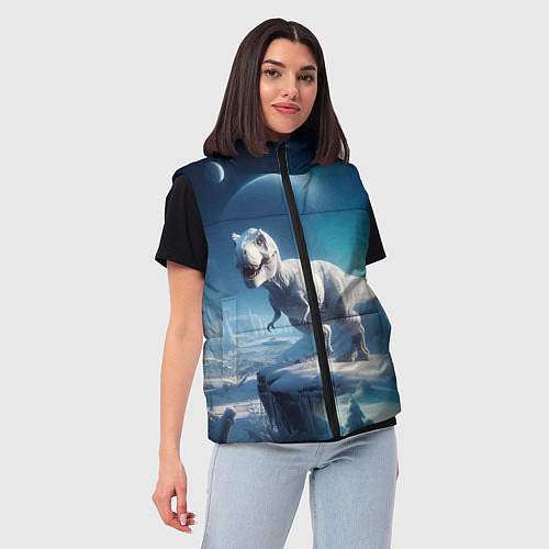 Женский жилет Снежный динозавр - история вымирания / 3D-Черный – фото 3