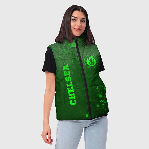 Женский жилет Chelsea - green gradient вертикально / 3D-Черный – фото 3