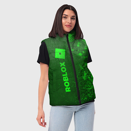 Женский жилет Roblox - green gradient по-вертикали / 3D-Черный – фото 3