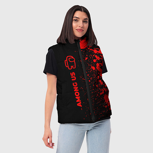 Женский жилет Among Us - red gradient по-вертикали / 3D-Черный – фото 3