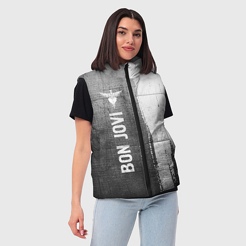 Женский жилет Bon Jovi - grey gradient по-вертикали / 3D-Черный – фото 3