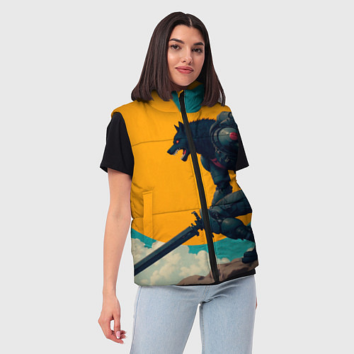 Женский жилет Киберчеловек-волк / 3D-Черный – фото 3