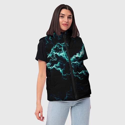 Женский жилет Lightning light blue glow / 3D-Черный – фото 3