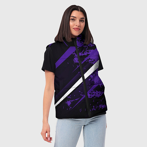 Женский жилет Color black purple line / 3D-Черный – фото 3