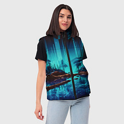 Женский жилет В неоновом лесу, цвет: 3D-черный — фото 2