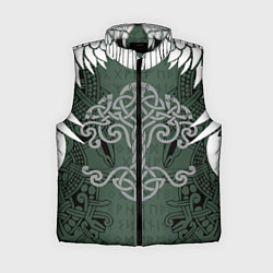 Женский жилет Древние руны и древо жизни с крыльями, цвет: 3D-черный