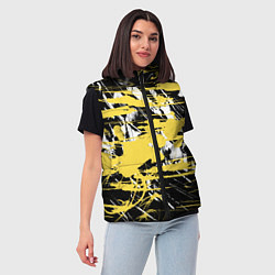 Женский жилет Желтая краска на черном, цвет: 3D-черный — фото 2