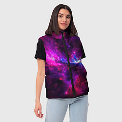 Женский жилет Неоновый галактический космос, цвет: 3D-черный — фото 2