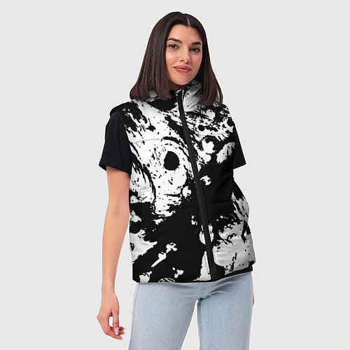 Женский жилет Чёрный с белой абстракцией / 3D-Черный – фото 3