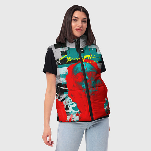 Женский жилет Cyberpunk 2077 гранж / 3D-Черный – фото 3