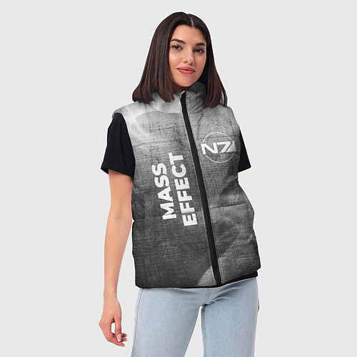 Женский жилет Mass Effect - grey gradient вертикально / 3D-Черный – фото 3