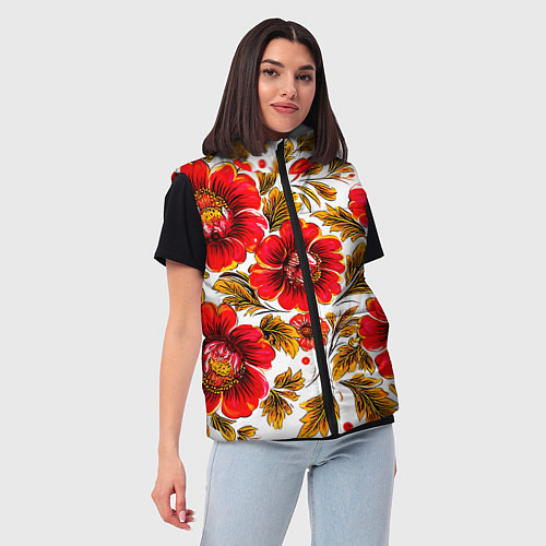 Женский жилет Русская традиционная живопись / 3D-Черный – фото 3