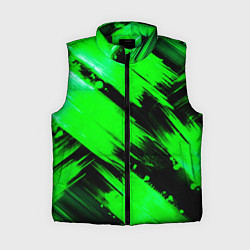 Женский жилет Зеленые мазки краски на черном, цвет: 3D-черный