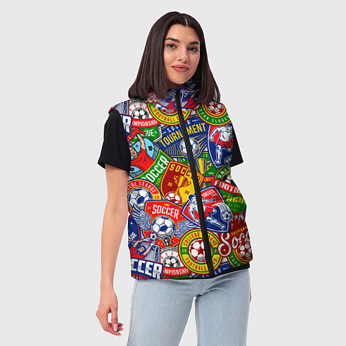 Женский жилет Футбольные лиги паттерн / 3D-Черный – фото 3