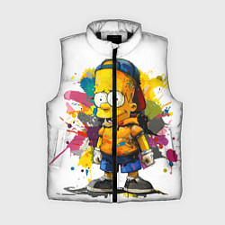 Женский жилет Рисунок красками Барт Симпсон, цвет: 3D-черный