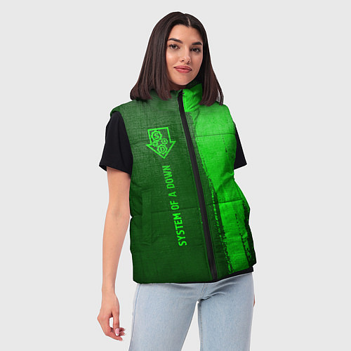 Женский жилет System of a Down - green gradient по-вертикали / 3D-Черный – фото 3