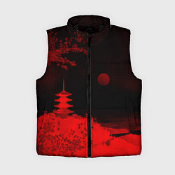 Женский жилет Башня в красной сепии, цвет: 3D-черный