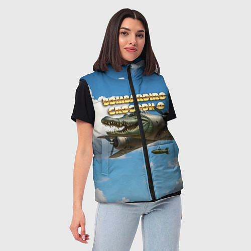 Женский жилет Bombardino Crocodillo мем / 3D-Черный – фото 3