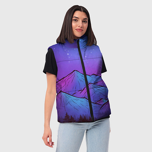 Женский жилет Горы под звездным небом / 3D-Черный – фото 3