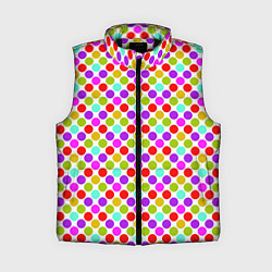 Женский жилет Разноцветный горох на белом, цвет: 3D-черный