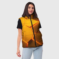 Женский жилет Желтые неоновые соты - текстура, цвет: 3D-черный — фото 2