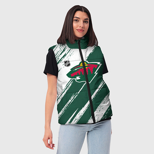 Женский жилет Миннесота Уайлд - зеленый и белый / 3D-Черный – фото 3