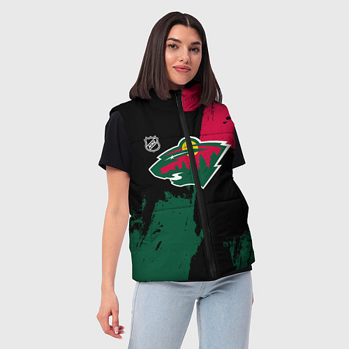 Женский жилет Миннесота Уайлд - брызги краски / 3D-Черный – фото 3