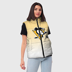 Женский жилет Питтсбург Пингвинз - желтый и белый, цвет: 3D-черный — фото 2