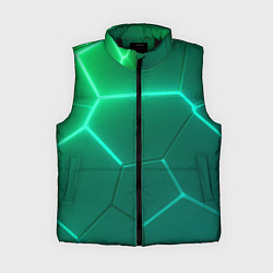 Женский жилет Зеленые неоновые плитки, цвет: 3D-черный