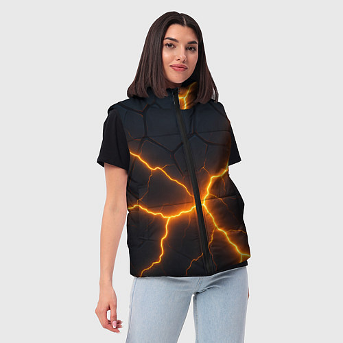 Женский жилет Молнии и черные плиты / 3D-Черный – фото 3