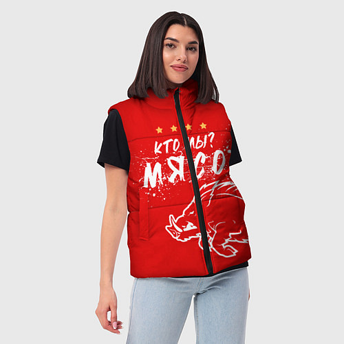 Женский жилет Кто мы - мясо - кабан / 3D-Черный – фото 3