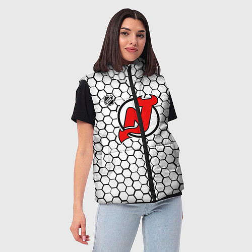 Женский жилет Нью Джерси Девилз - белые соты / 3D-Черный – фото 3