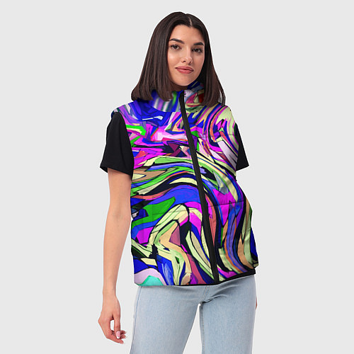Женский жилет Абстракция пластика синий / 3D-Черный – фото 3