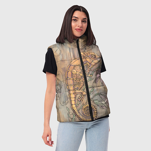 Женский жилет Стимпанк механический киберхамелеон / 3D-Черный – фото 3