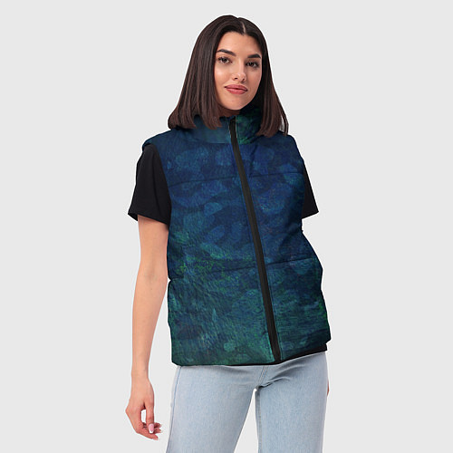 Женский жилет Абстракция - marine camouflage / 3D-Черный – фото 3