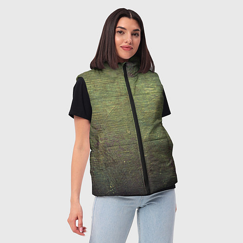 Женский жилет Абстракция - old board painted with green paint / 3D-Черный – фото 3