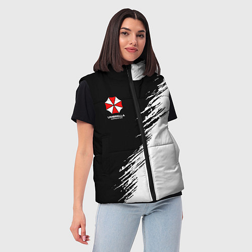 Женский жилет Umbrella Corp - black and white / 3D-Черный – фото 3