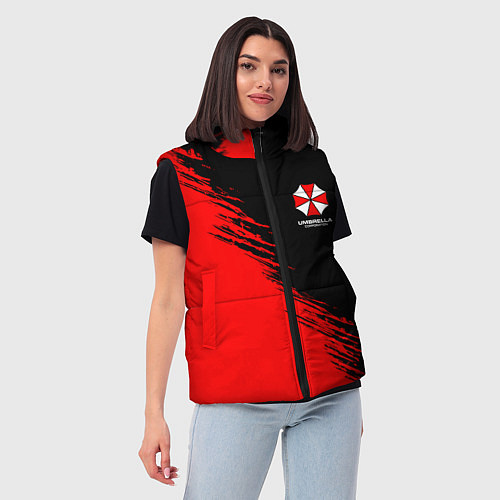 Женский жилет Umbrella Corp - red and black / 3D-Черный – фото 3