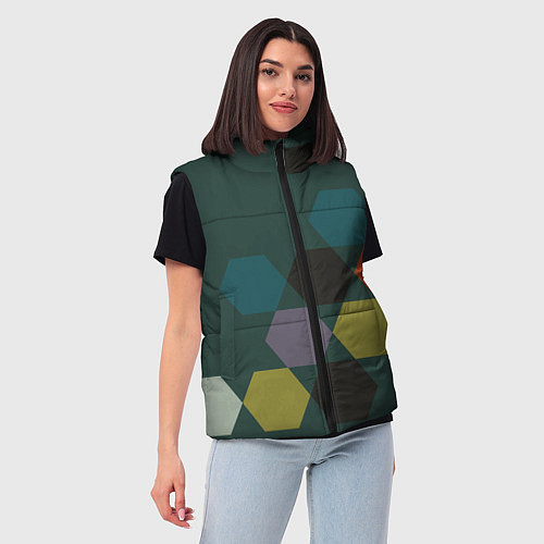 Женский жилет Кластер зеленая ночь / 3D-Черный – фото 3