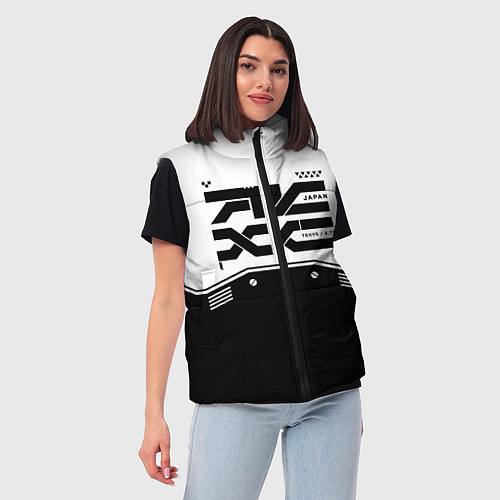 Женский жилет Кибер текстура - черно белая / 3D-Черный – фото 3