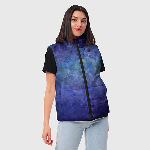 Женский жилет Абстракция - blue tunnel / 3D-Черный – фото 3