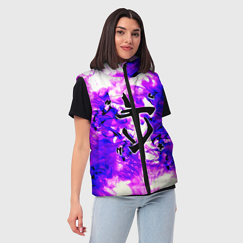 Женский жилет Doom неоновый огонь лого / 3D-Черный – фото 3