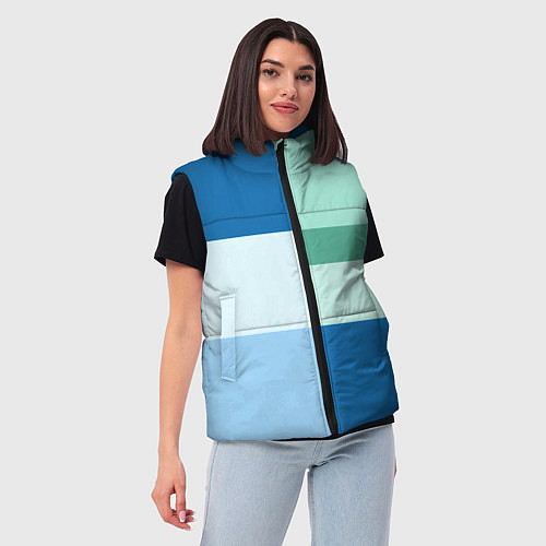 Женский жилет Мятное небо колор-блок / 3D-Черный – фото 3