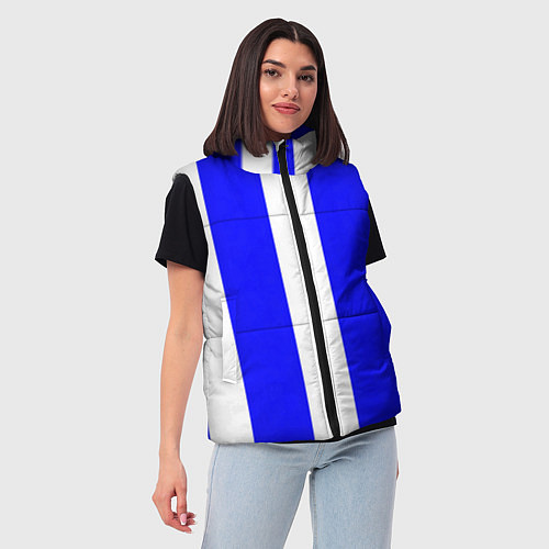 Женский жилет Color white blue line / 3D-Черный – фото 3