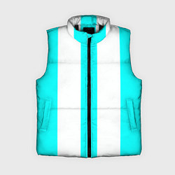 Женский жилет Color light blue white lines, цвет: 3D-черный